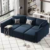 Modular Velvet Sectional Sofa with Chaise Lounge Sectional Sleeper Sofa with Storage