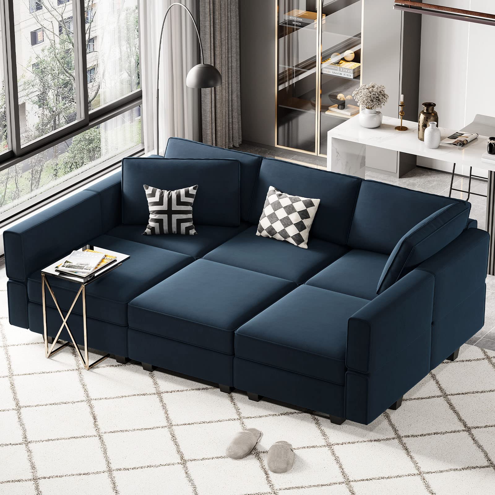 Modular Velvet Sectional Sofa with Chaise Lounge Sectional Sleeper Sofa