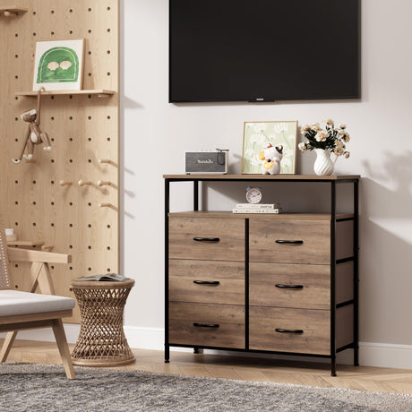 Dresser for Bedroom, 6 Drawer Dresser for Closet, Clothes, Kids, Chest of Drawers