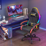 RGB LED Gaming Chair with Footrest - Ergonomic High Back Reclining Computer Chair