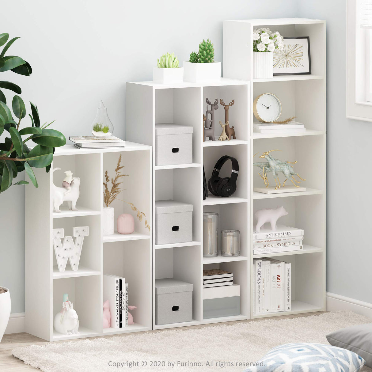 Luder Bookcase / Book / Storage , 5-Cube, White