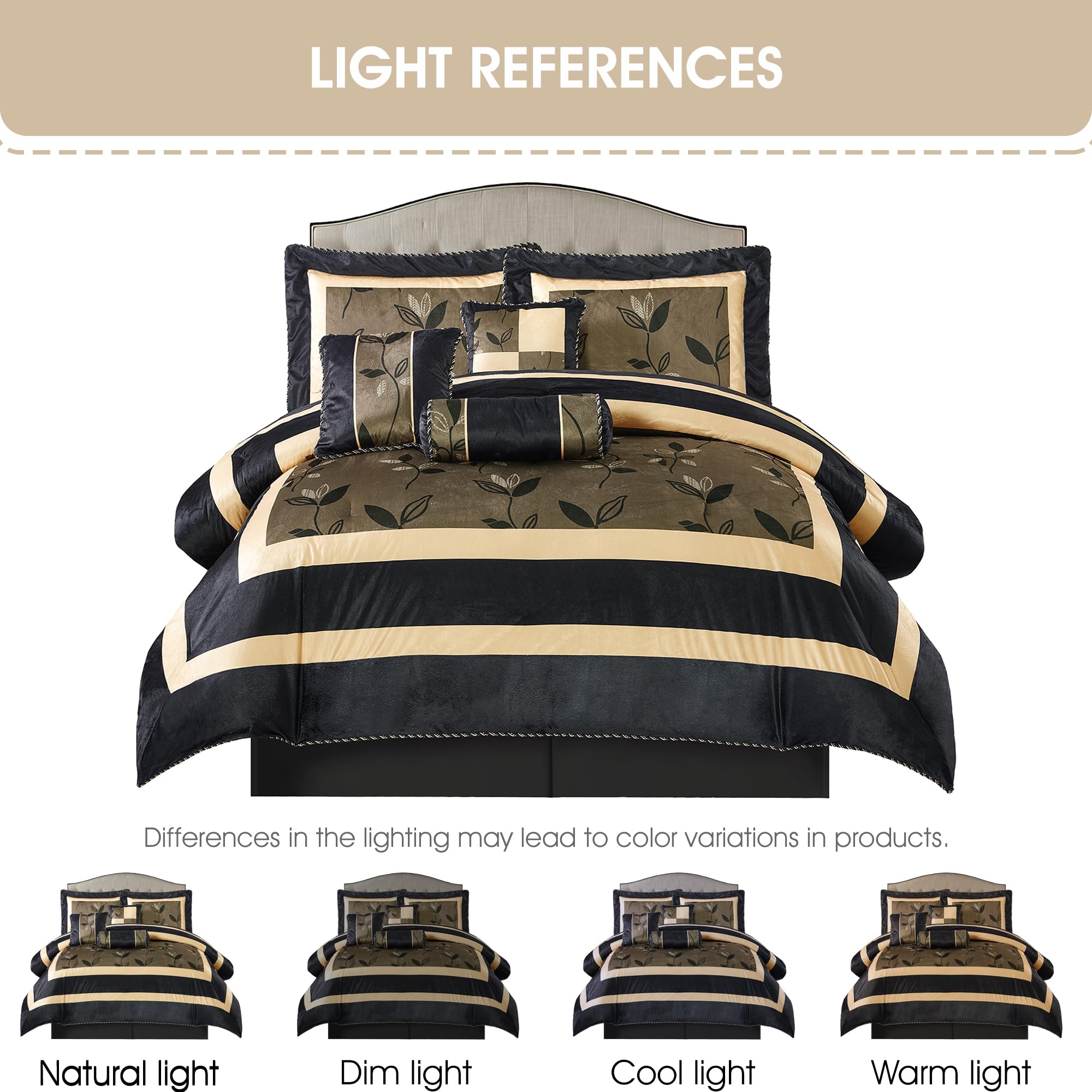 Bronze Leaves Comforter Set - California King 7 Piece