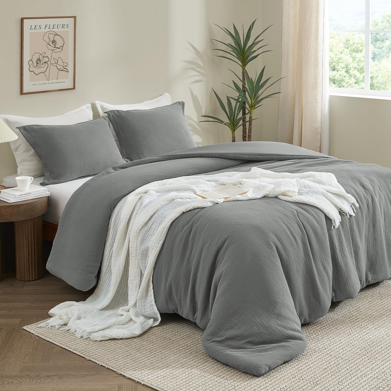 Cotton Muslin Comforter Set King Size - Ultra Soft & Breathable 3-Piece Bedding