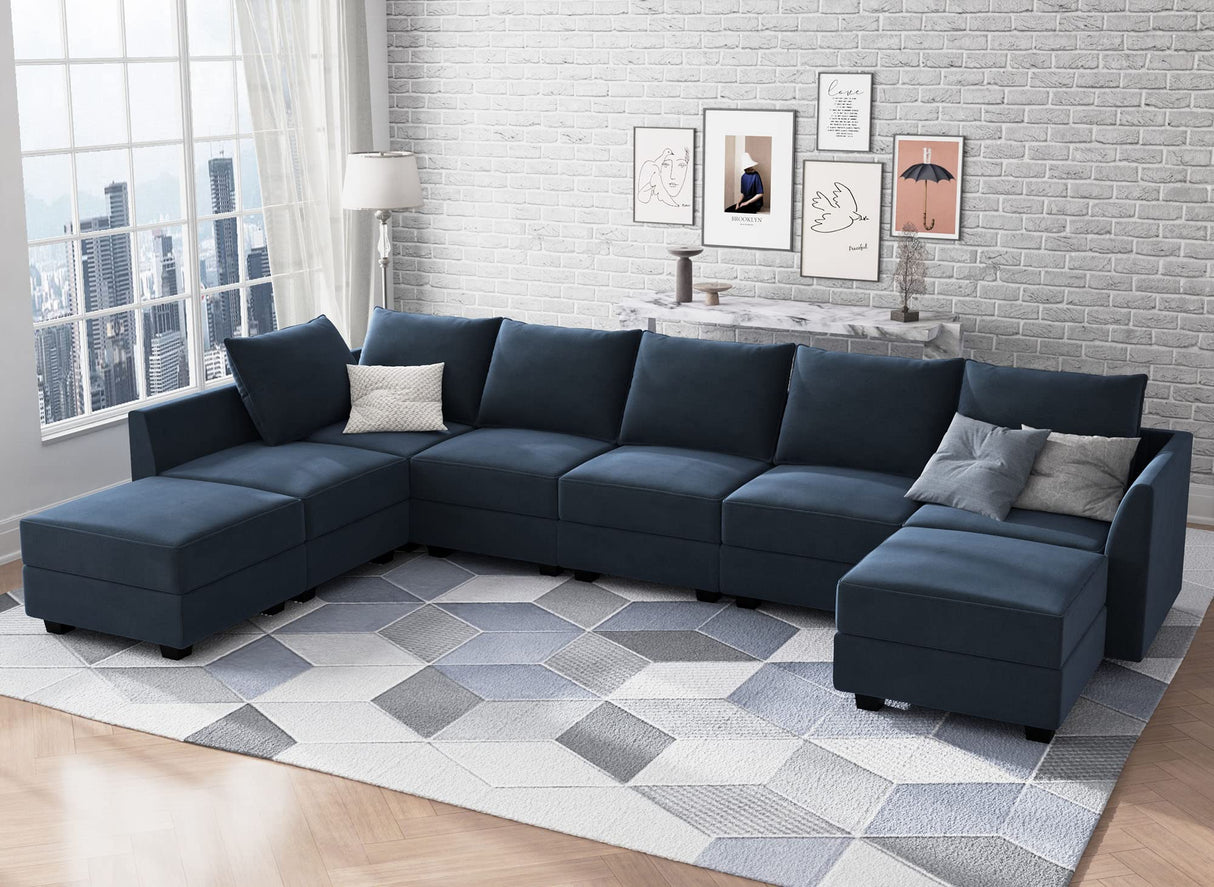 Modular Sectional Sofa with Ottoman Oversized U Shaped Couch with Reversible Chaise