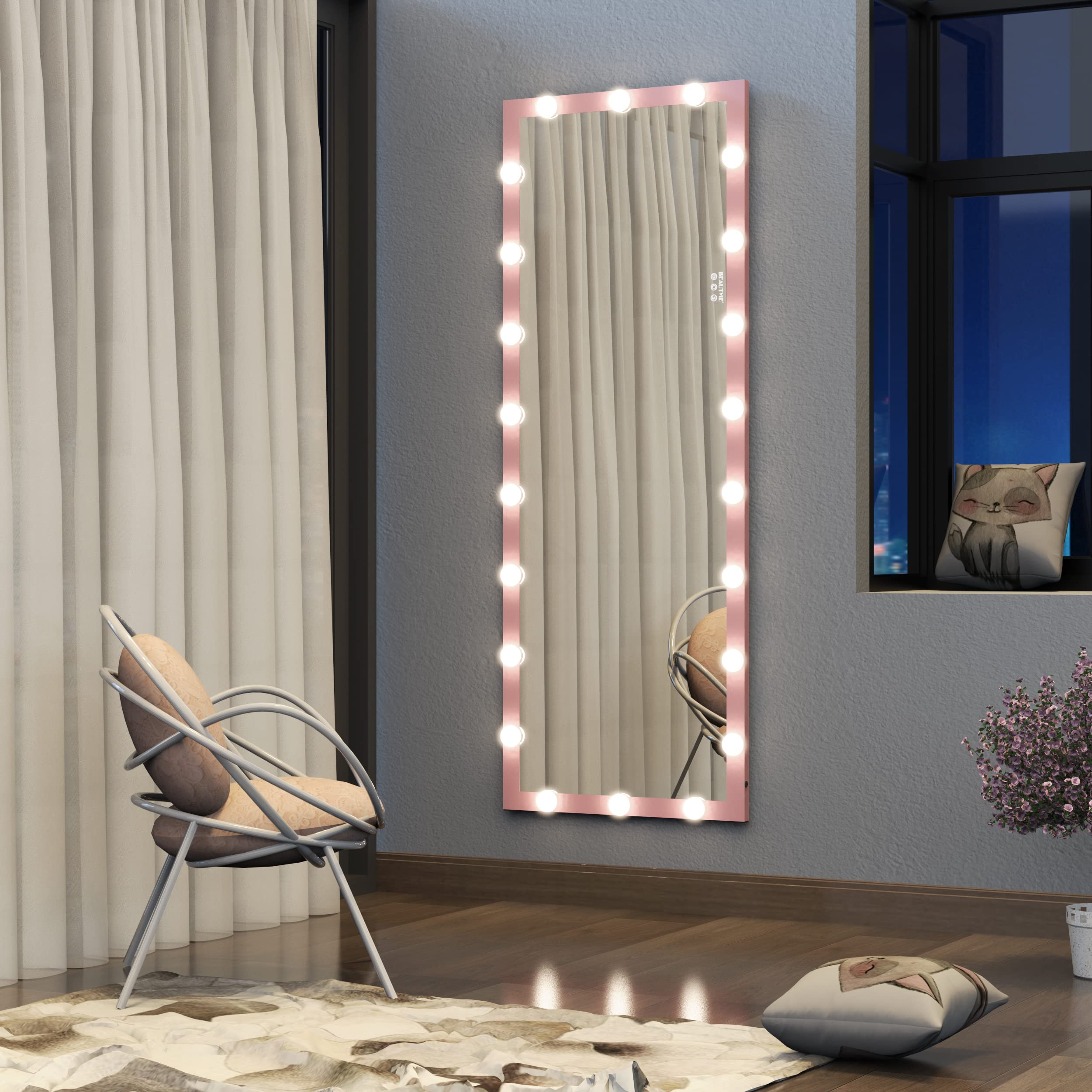 65" x 24" LED Full Length Mirror - Dimmable Standing & Wall Mount