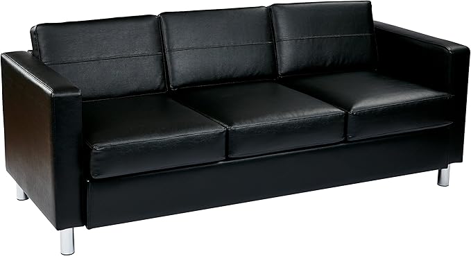 Pacific Sofa with Padded Box Spring Seats and Silver Finish Legs