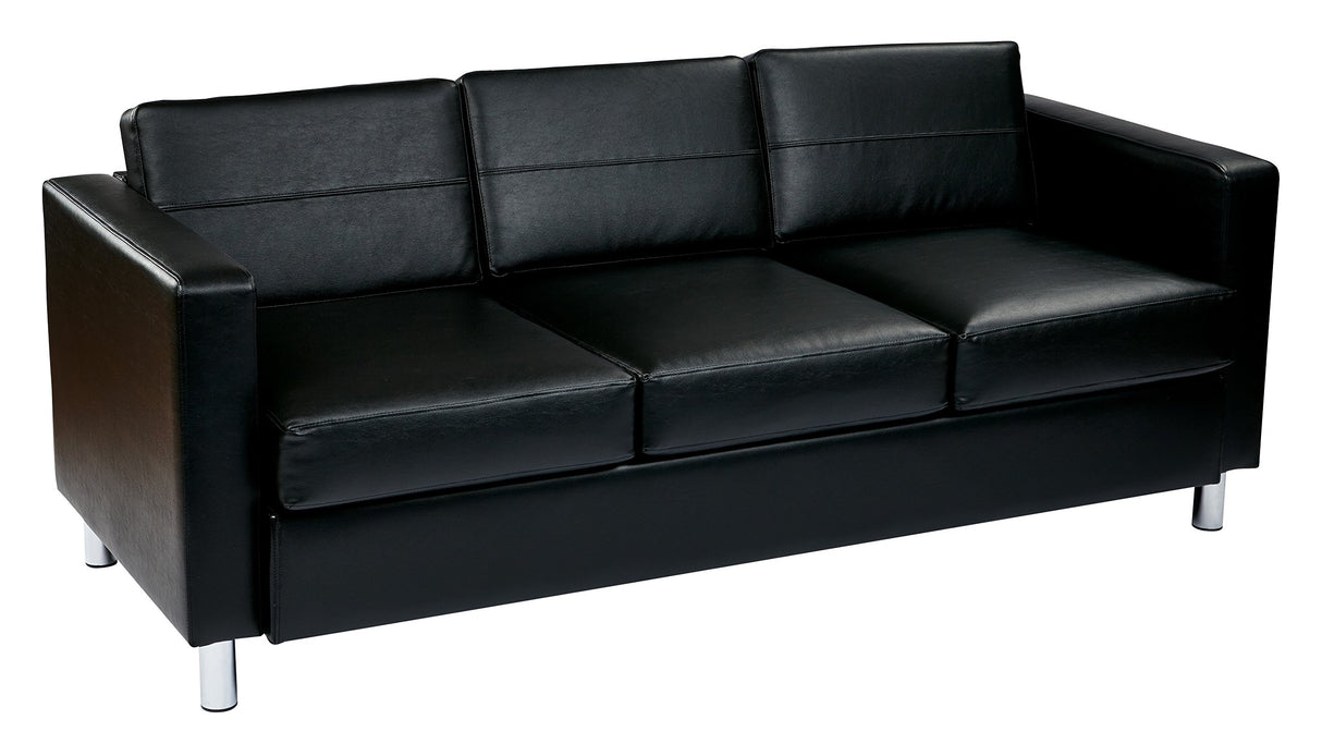 Pacific Sofa with Padded Box Spring Seats and Silver Finish Legs