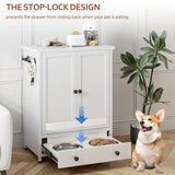 Metal Dog Feeding Station with Storage Cabinet & Elevated Bowls