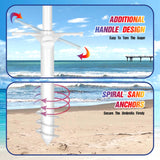 3 Pack 6.5FT Beach Umbrellas for Sand Outdoor Portable Beach