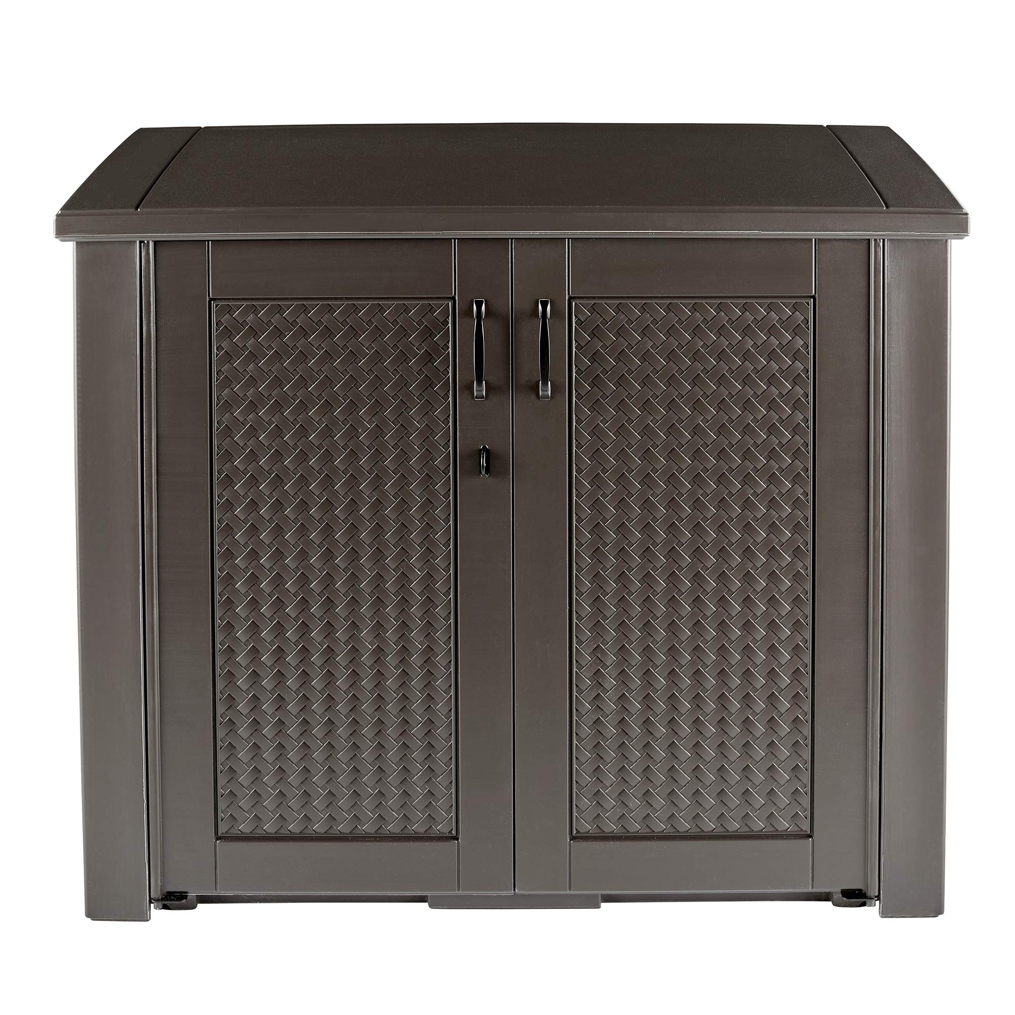 Decorative Outdoor Storage Cabinet (123 Gal), Weather Resistant, Brown