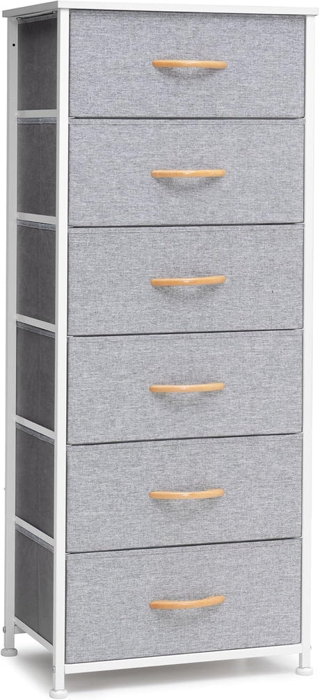 Products Vertical Dresser Storage Tower - Sturdy Steel Frame, Wood Top, Easy Pull Fabric