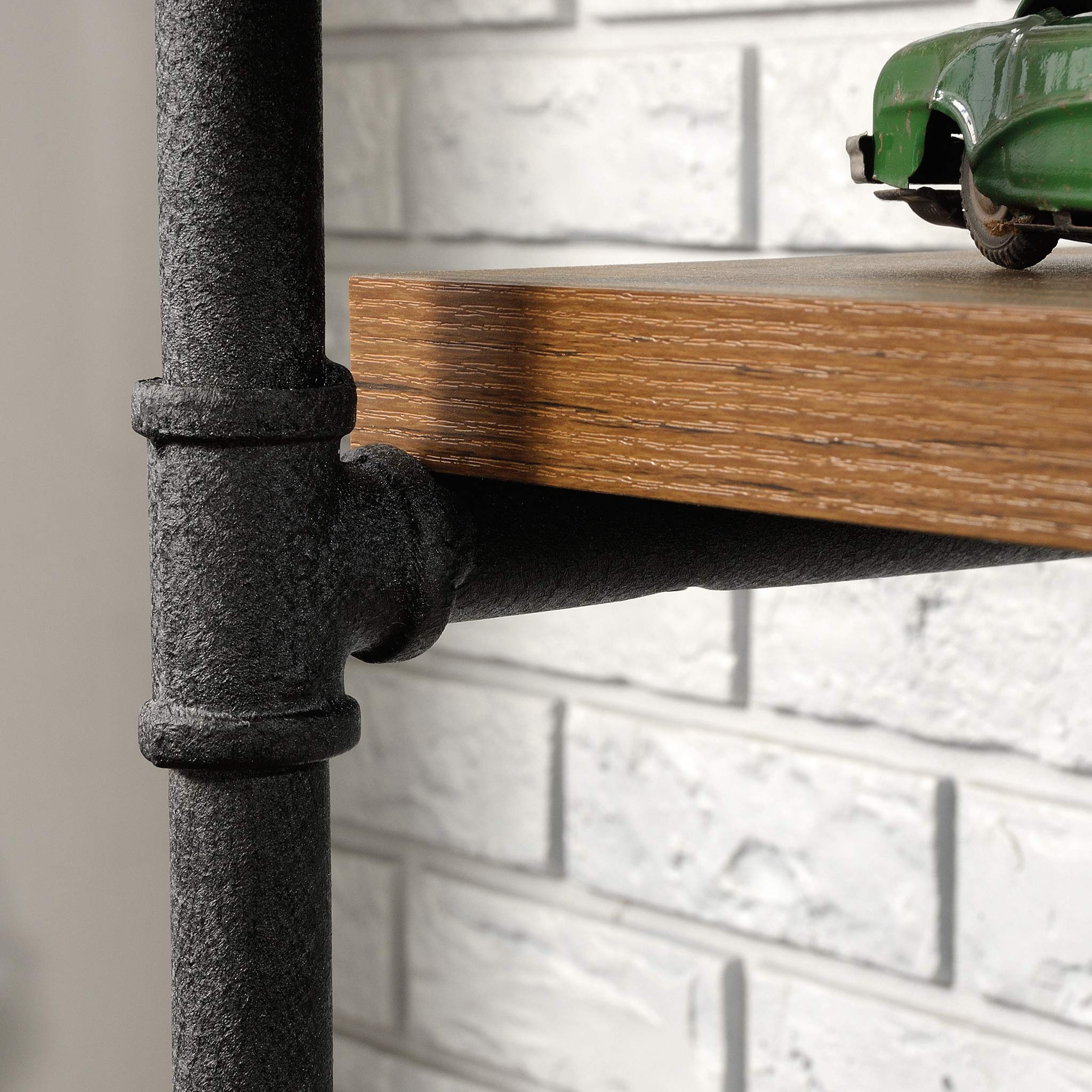 Iron City Tall Bookcase/Book Shelf, Checked Oak Finish