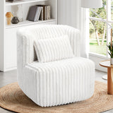 Swivel Accent Chair Ivory, 360° Swivel Barrel Chair, Modern Upholstered Armchair, Comfy Round Swivel Accent Chair, Makeup Accent Chair for Bedroom, Ivory Swivel Accent Chairs for Living Room