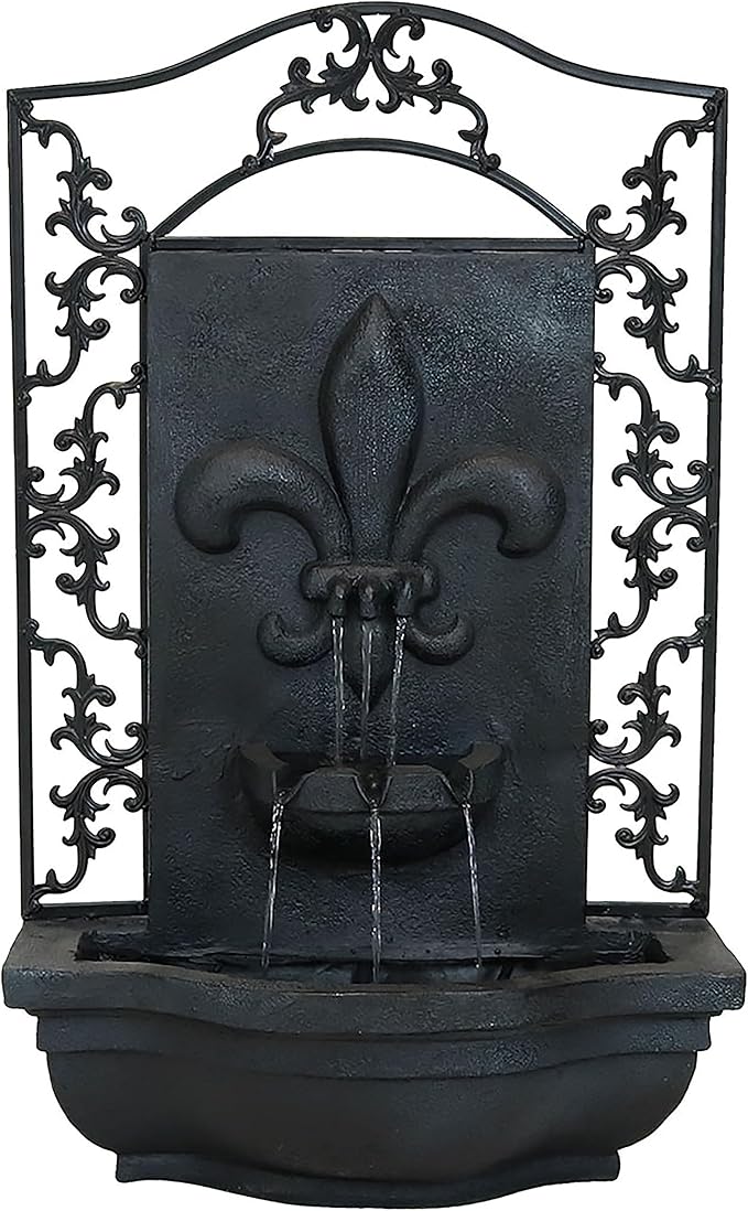 Lily 33-Inch Polystone Outdoor Wall Water Fountain - Electric Submersible Pump