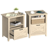 30" Tall Nightstand for King & Queen Bed - FSC-Certified Wood Large Bedside Table