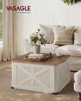 Farmhouse Coffee Table with Storage, Square Coffee Table