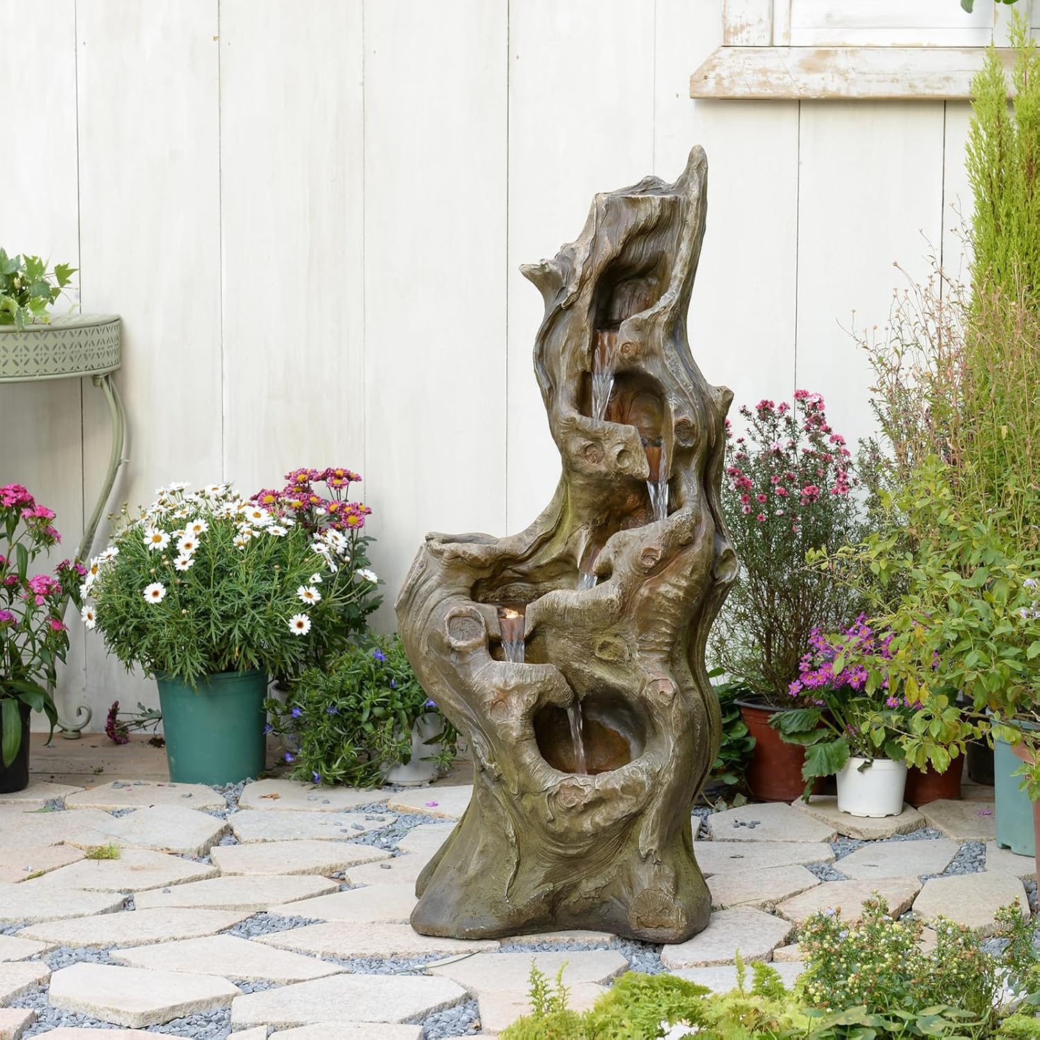 39.93''H Outdoor Fountains and Waterfalls - Water Feature Outdoor Large Tree Trunk