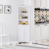 Tall Corner Cabinet with Doors and Shelves, Freestanding Corner Storage Cabinet for Bathroom,