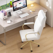 White and Gold Office Chair - Memory Foam High Back Executive Desk Chair