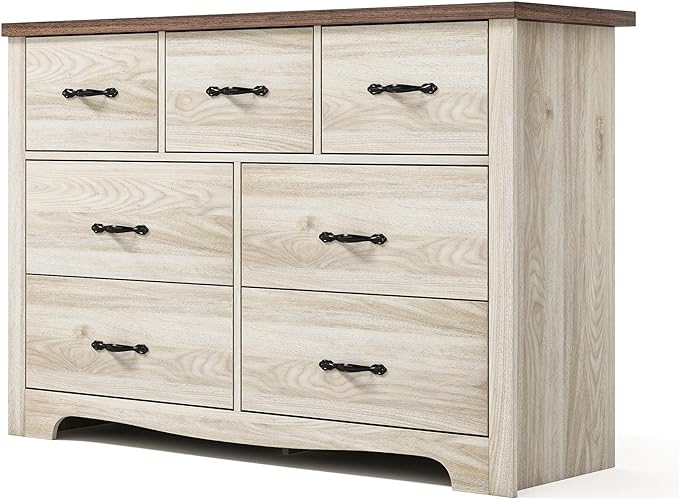 7 Drawers Dresser for Bedroom, Wood Bedroom Dresser Modern Drawer Chest