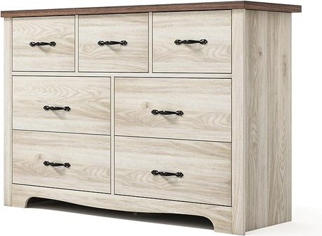 7 Drawers Dresser for Bedroom, Wood Bedroom Dresser Modern Drawer Chest