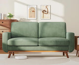 68" Loveseat Sofa Dark Gray, Comfy Corduroy Couch With Spring Cushion and Solid Wood