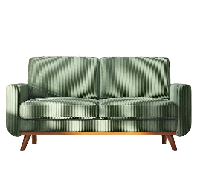 68" Loveseat Sofa - Green, Comfy Corduroy with Spring Cushion