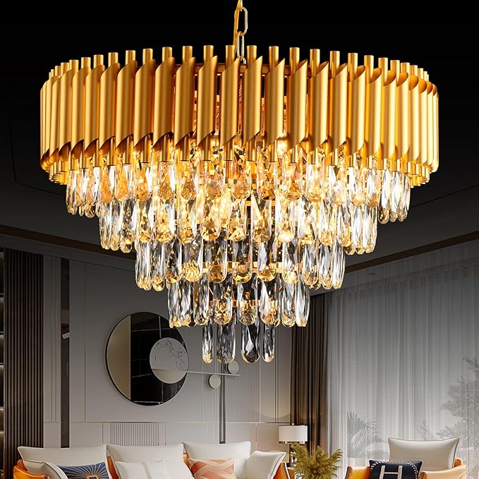 Modern Crystal Chandelier 12 Lights Gold Chandeliers for Dining Room Chandeliers Crystal Living Room