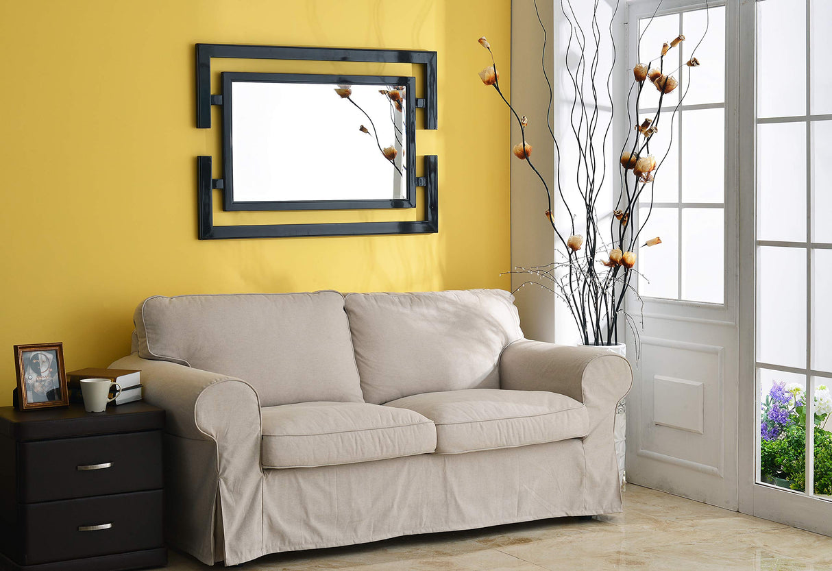 Casual Wall Mirror ,41 Inch Height, 0.75 Inch Length, 29 Inch Width with Gloss Black