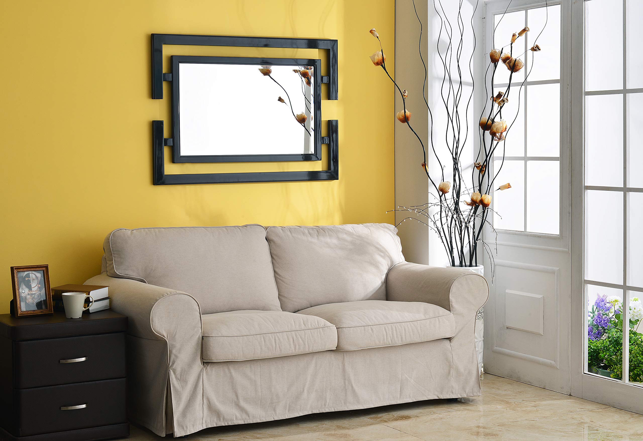 Casual Wall Mirror ,41 Inch Height, 0.75 Inch Length, 29 Inch Width with Gloss Black