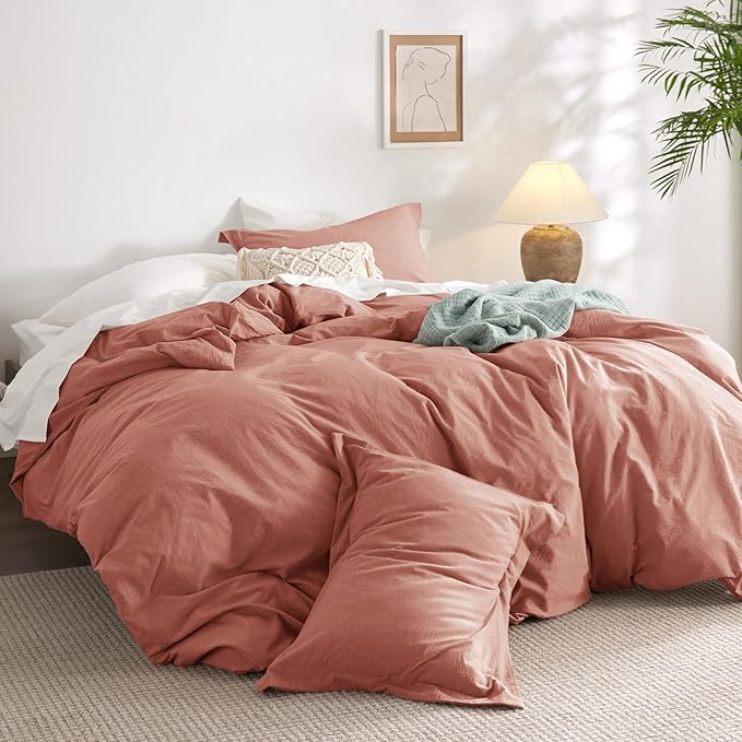 100% Stone Washed Cotton Duvet Cover King - Charcoal Minimalist Cotton Duvet Cover
