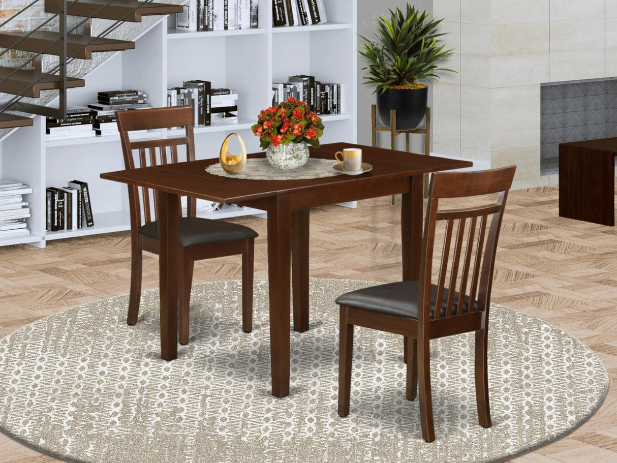 NDCA3-MAH-LC Norden 3 Piece Dinette Set for Small Spaces Contains a Rectangle Table