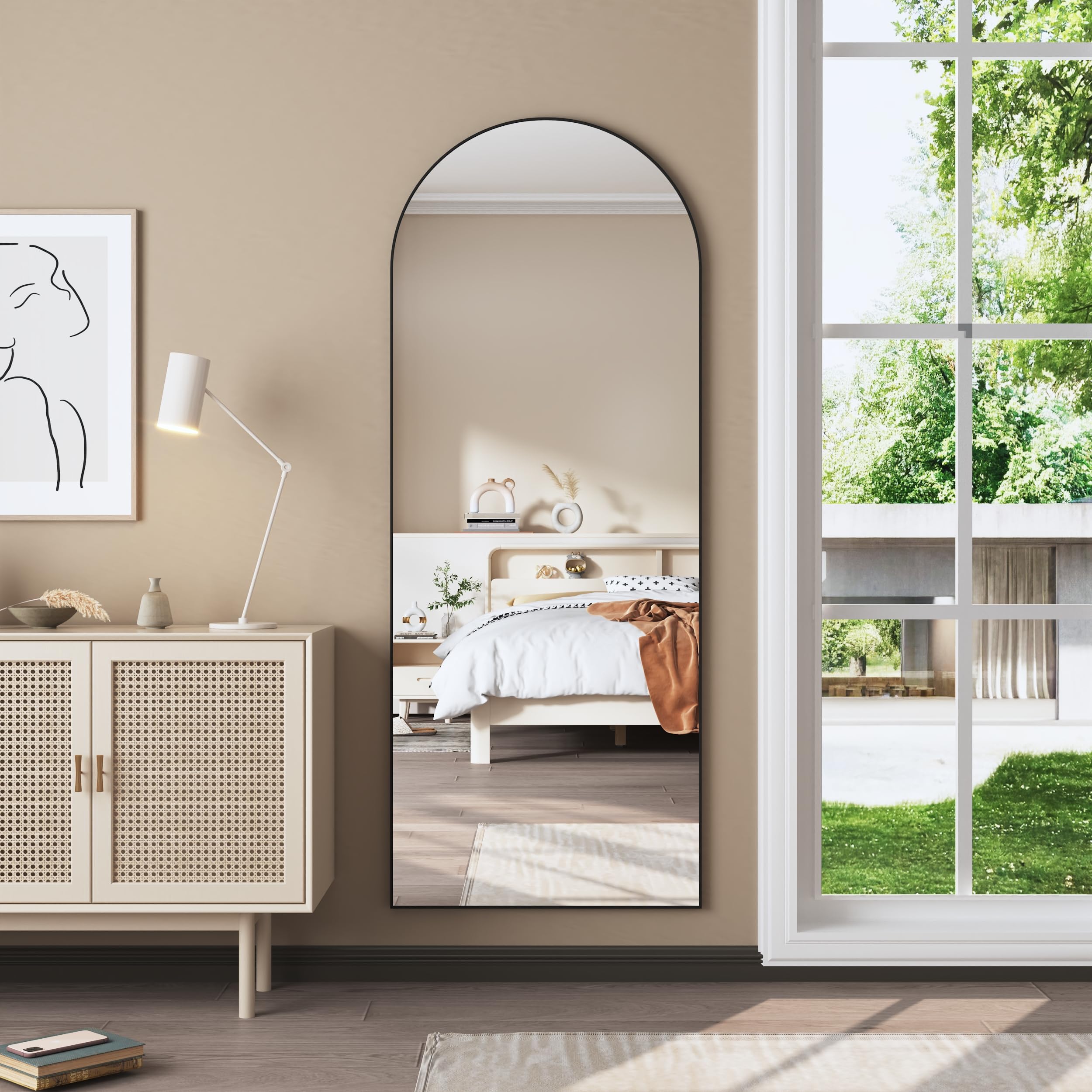 Arched Floor Mirror, Full Body Mirror Hanging or Leaning for Wall