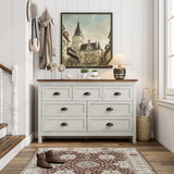 Farmhouse 7 Drawer Dresser for Bedroom, Antique Double Dresser & Chest