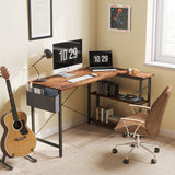 47 Inch Small L Shaped Computer Desk with Storage Shelves Home Office Corner Desk Study Writing Table