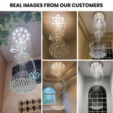 Foyer Chandeliers for High Ceilings, Large Staircase Modern High Ceiling Crystal Chandeliers,