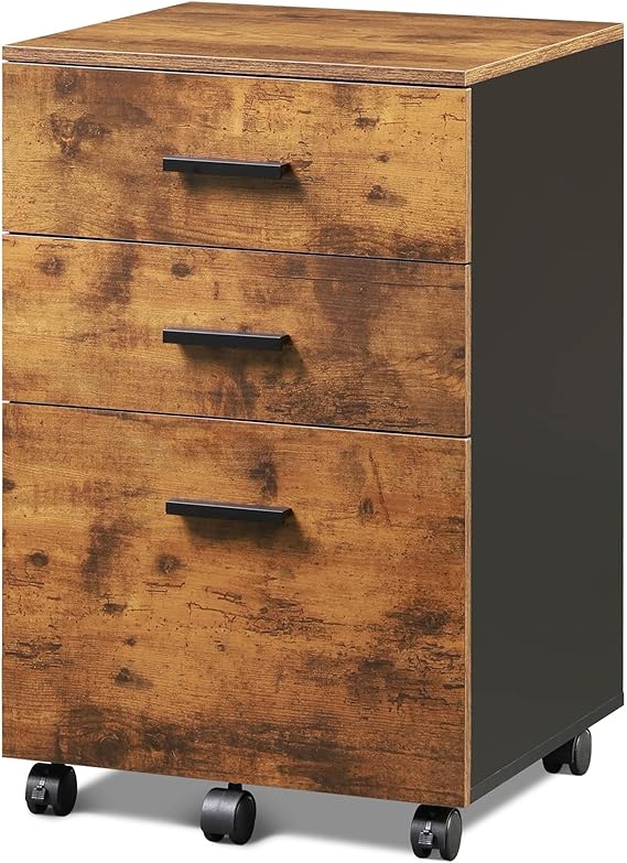 3 Drawer Wood Mobile File Cabinet, Rolling Filing Cabinet