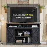 66" Farmhouse TV Stand for 75 Inch TVs, 40" Tall Entertainment Center with Sliding Barn