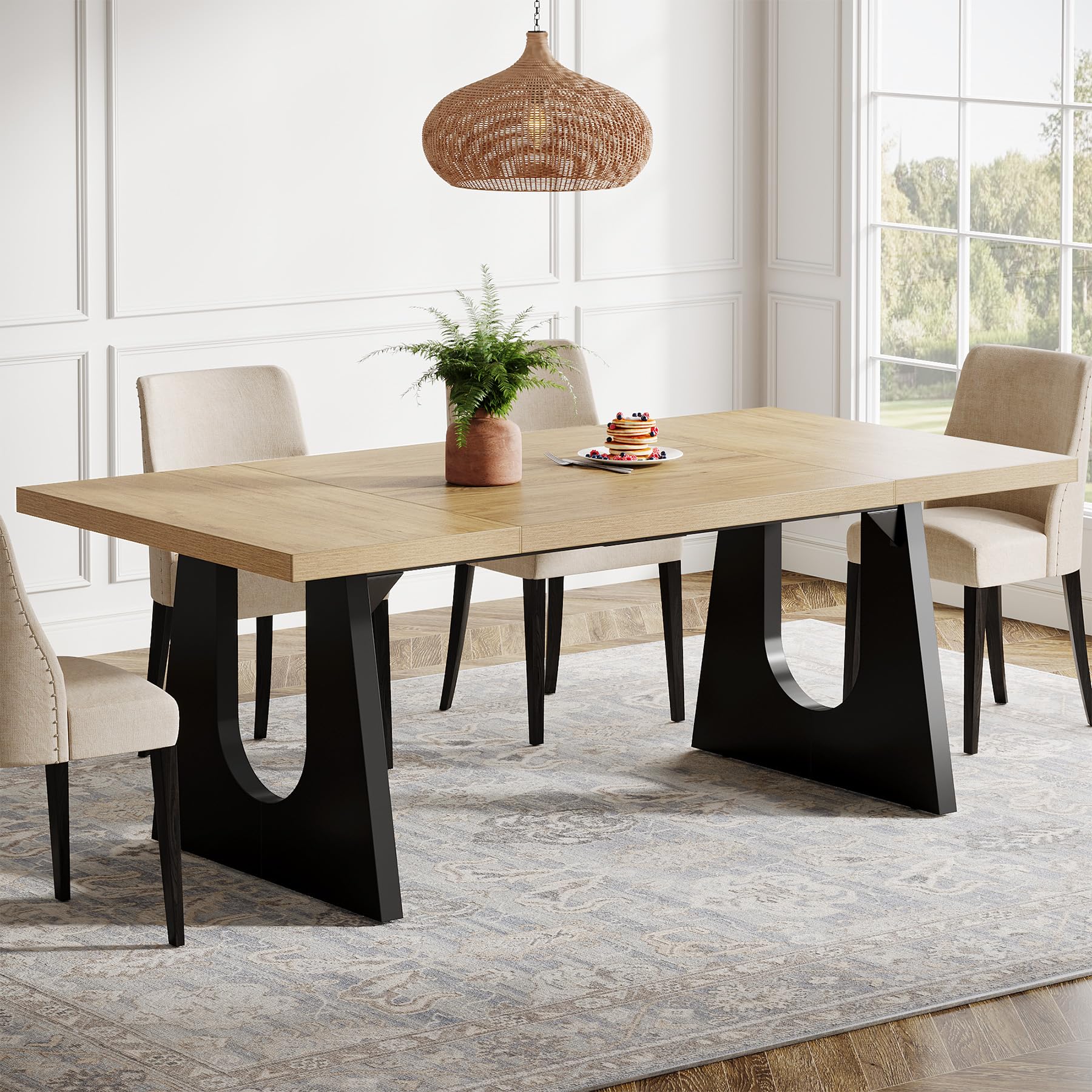 70.9-Inch Rustic Farmhouse Dining Table for 6-8 People