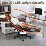 Massage Office Chair with Footrest - Ergonomic Executive Desk Chair with Heat & Vibration