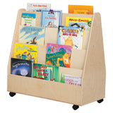 Fully Assembled Double-Sided Book Cart On Wheels, Fully Assembled Baltic Birch Book Display Stand