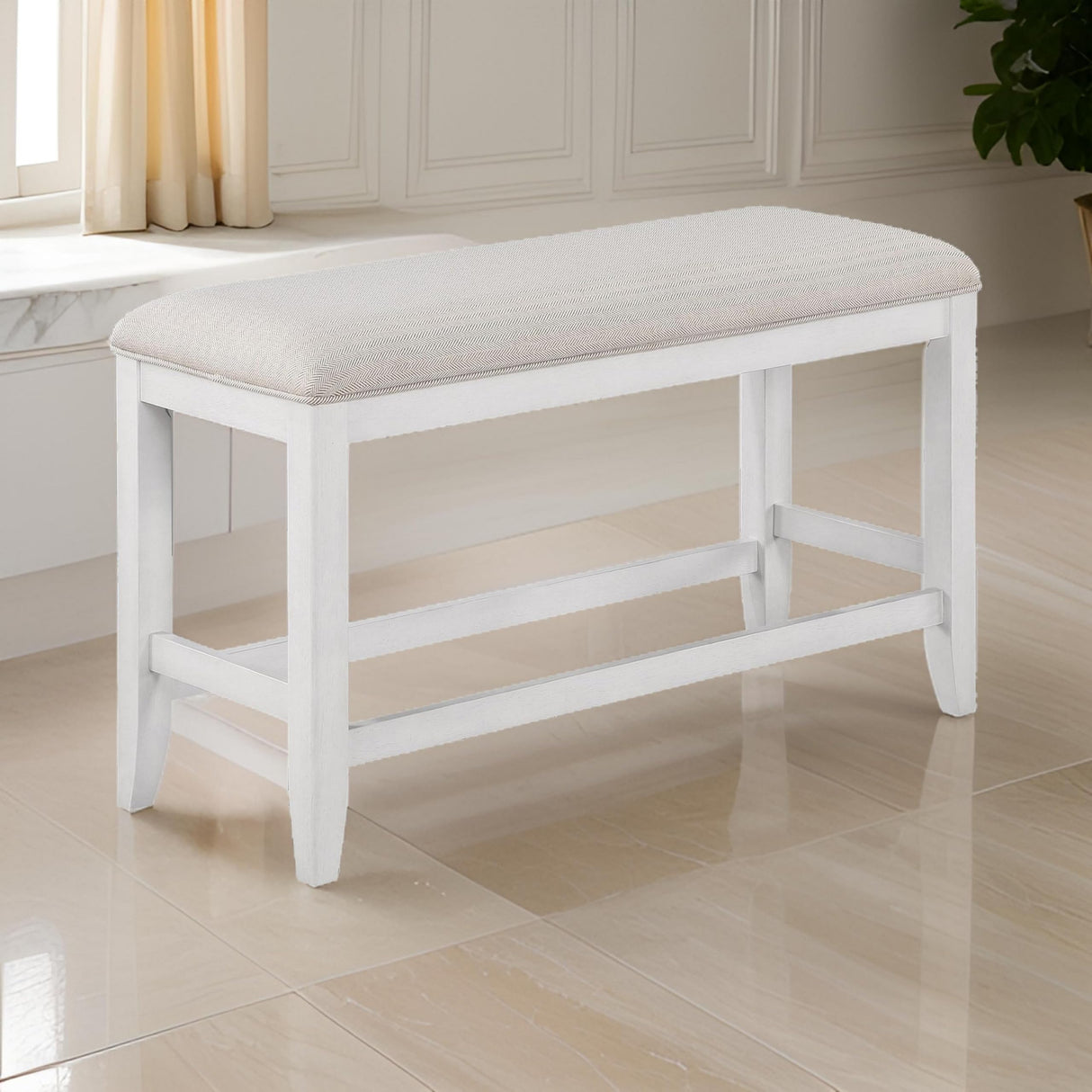 Kith 42 Inch Counter Height Dining Bench, Seat Cushion, Fabric