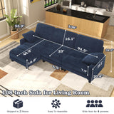 108” L Shaped Couch,Convertible Sectional Couches for Living Room,Modular 4 Seat