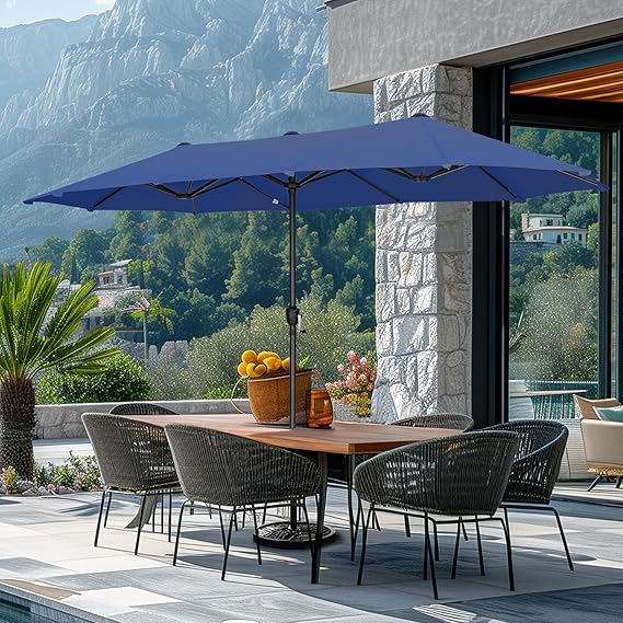 13ft Rectangle Patio Umbrella, Double Sided Outdoor Table Umbrella