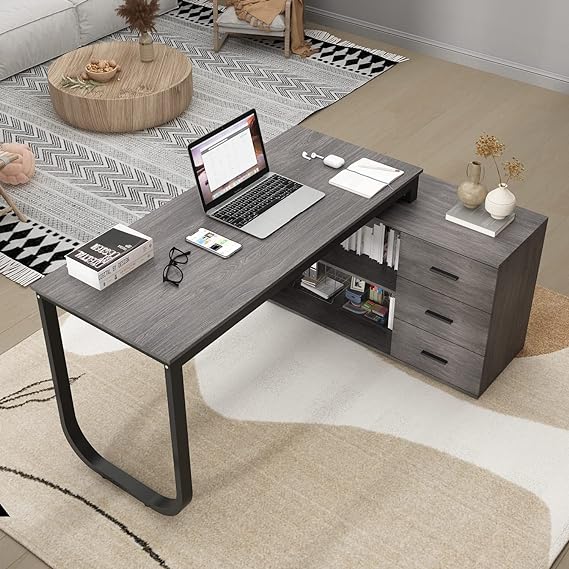 Home Office Computer Desk Corner Desk with 3 Drawers