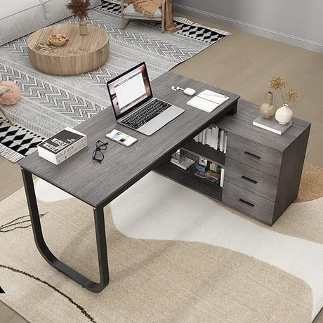 Home Office Computer Desk Corner Desk with 3 Drawers