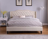 Premiere Curved Classics Cloth Light Beige Linen 51" Tall Headboard Platform Bed