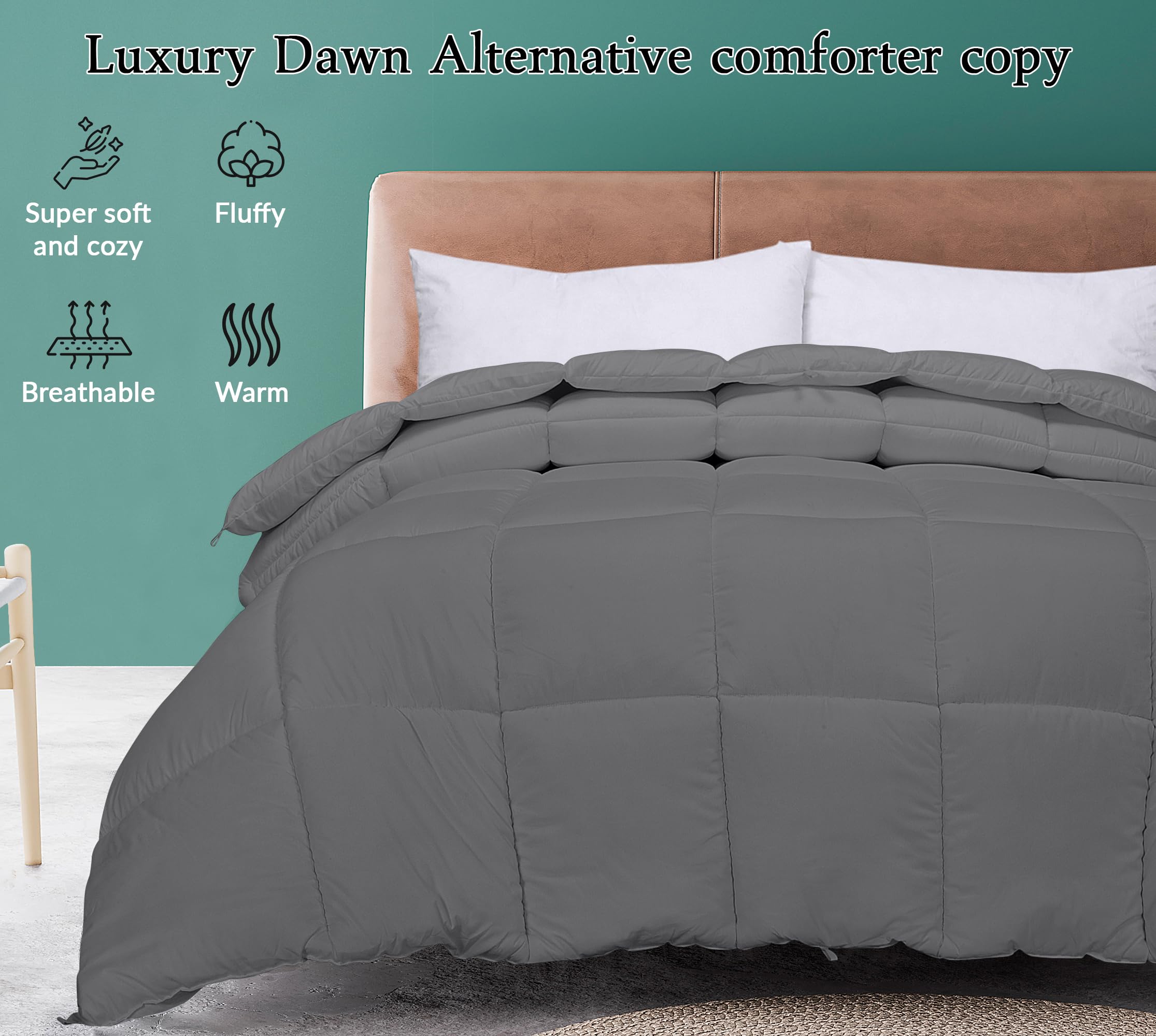 Comforter - Duvet Insert - All Season Soft Quilted Comforters with 8 Corner Tabs