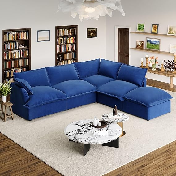 Cloud Sectional Sofa,117" Large Convertible Modular Couch,L Shape Down Fill Sectional Sofa