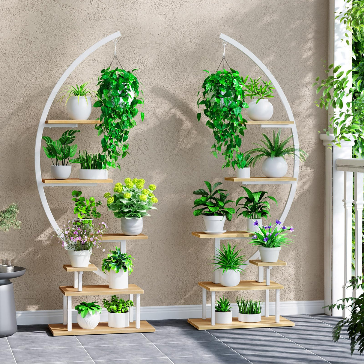 Plant Stand with Grow Lights, Half Moon 7 Tiered Metal Plant Shelf